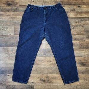 Lee Vintage Women's Tapered Blue Denim Stretch Waist Dark Wash Jeans Size 24W M